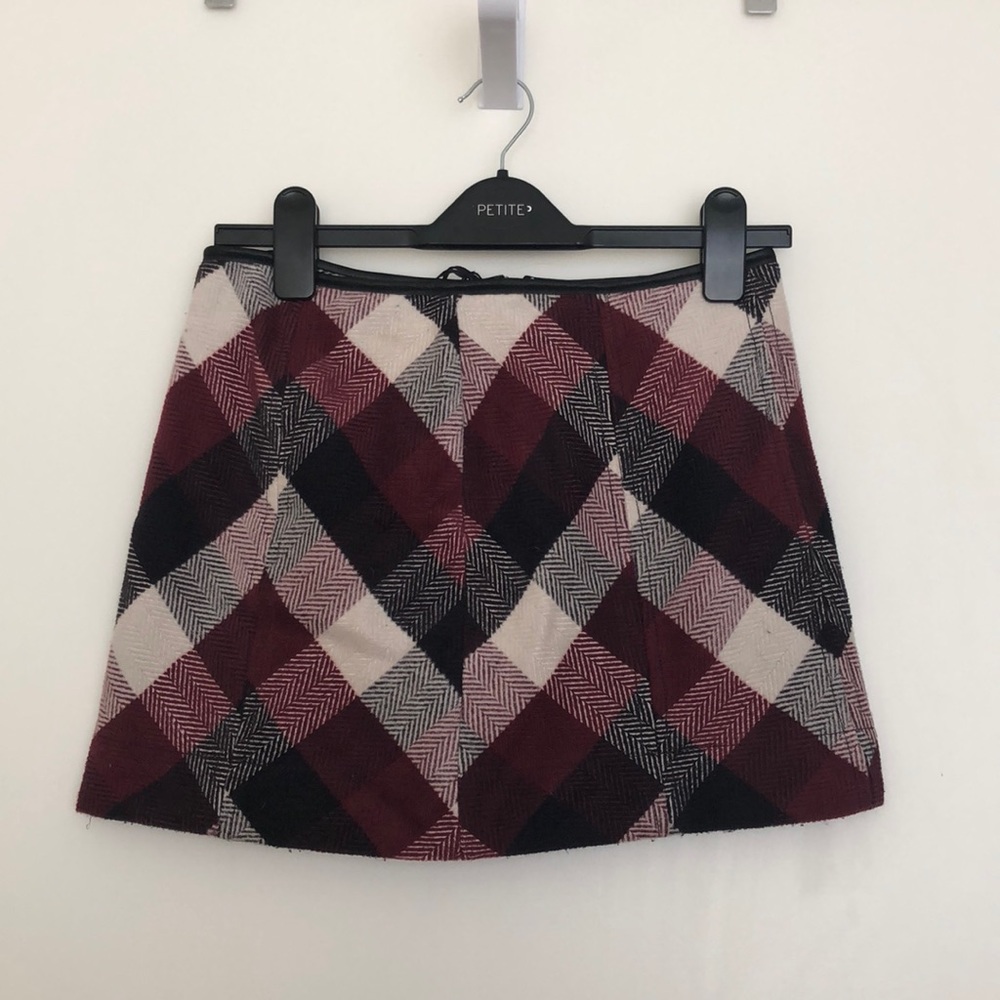 Free People Red, White & Black Checkered Plaid Mini Skirt - Sz 2